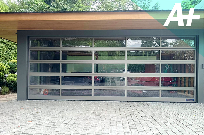 Fully glazed garage door